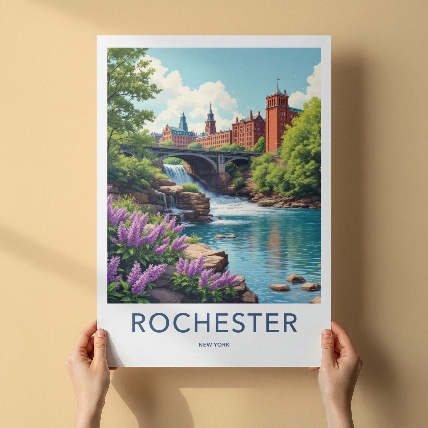 Rochester Poster - New York Travel Art - Historic River Falls Home Decor