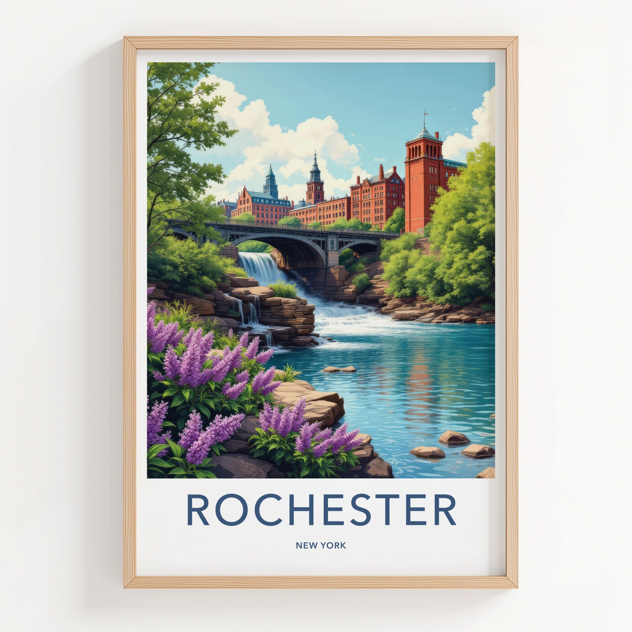 Rochester Poster - New York Travel Art - Historic River Falls Home Decor