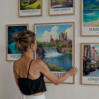 Rochester Poster - New York Travel Art - Industrial River Waterfall Home Decor