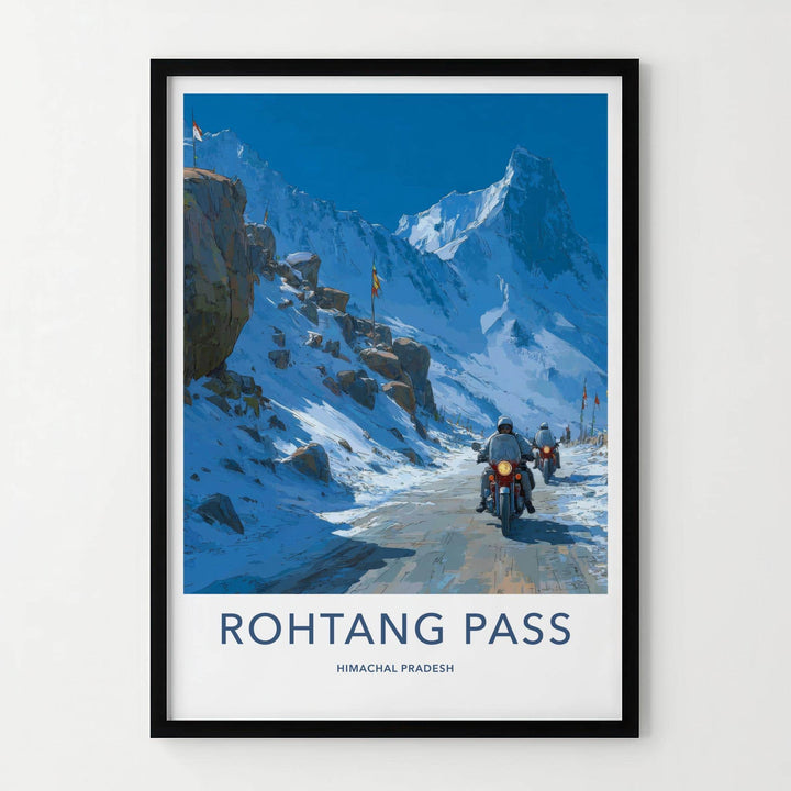Rohtang Pass Poster - India Art Print - Himachal Pradesh Bikers Wall Decor