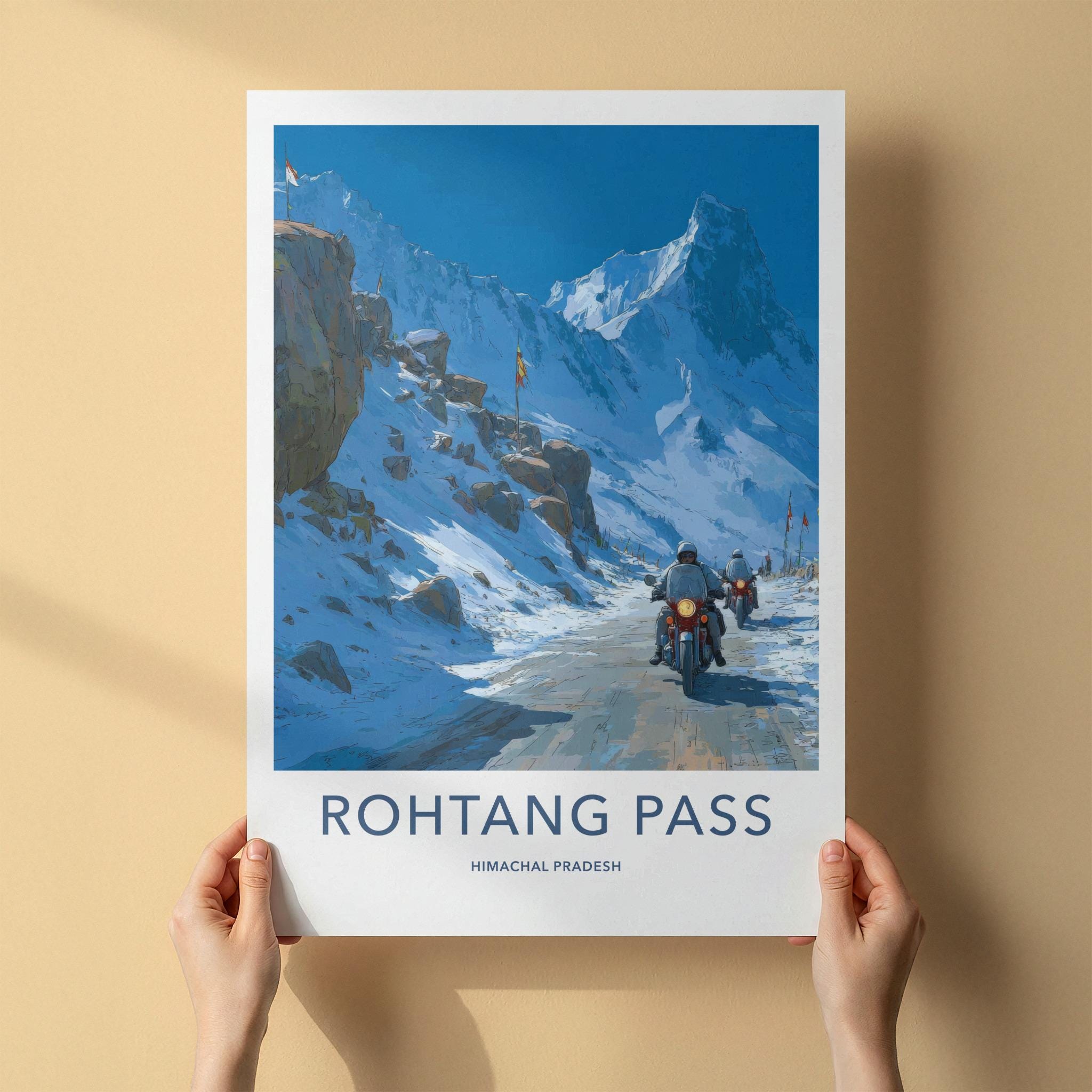 Rohtang Pass Poster - India Art Print - Himachal Pradesh Bikers Wall Decor
