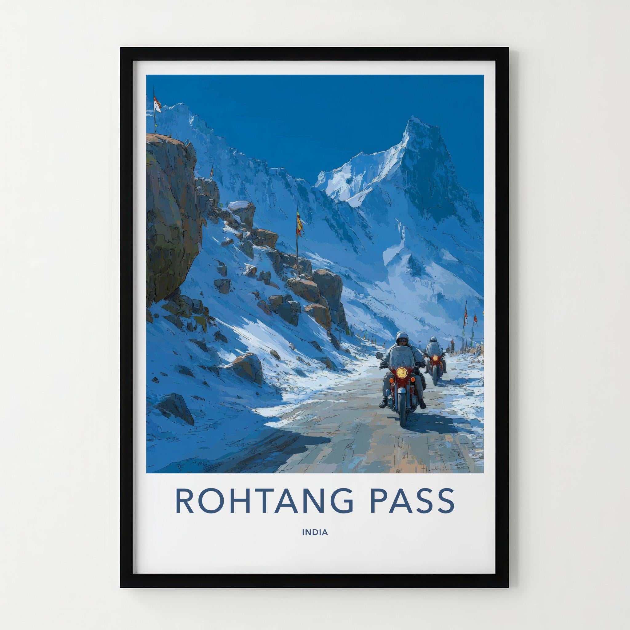 Rohtang Pass Poster - India Fine Art - Himachal Pradesh Motorcycles Road Wall Decor