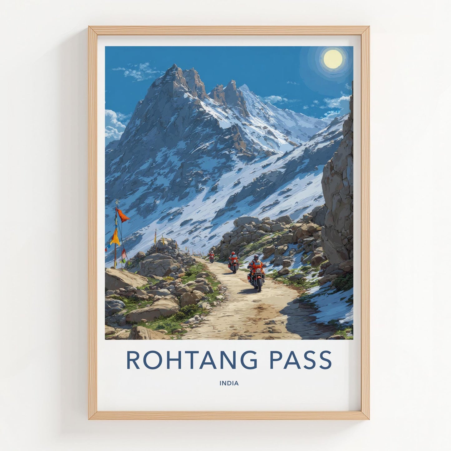 Rohtang Pass Poster - India Travel Art - Himachal Pradesh Snowy Road Trip Home Decor