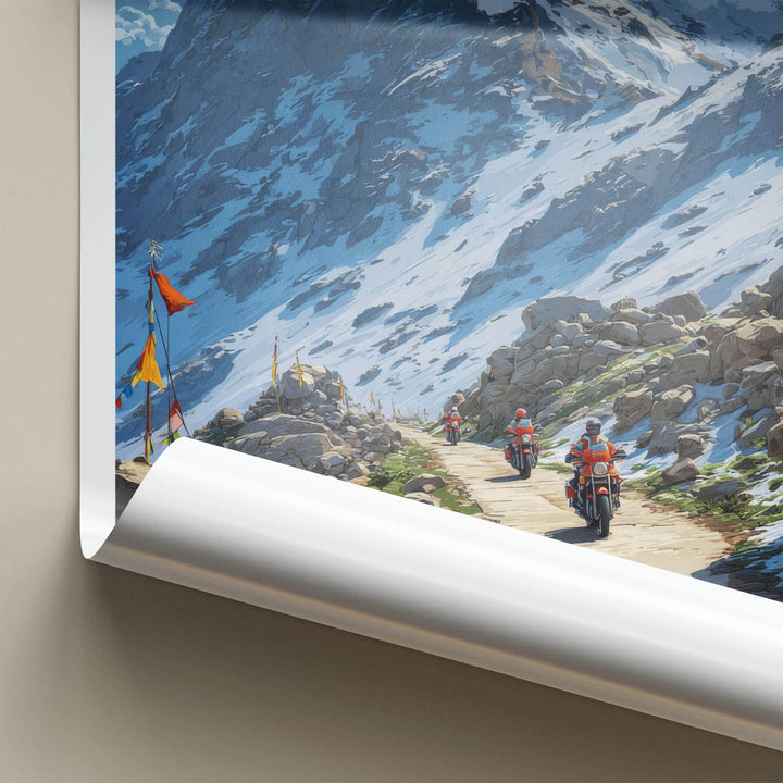 Rohtang Pass Poster - India Travel Art - Himachal Pradesh Snowy Road Trip Home Decor
