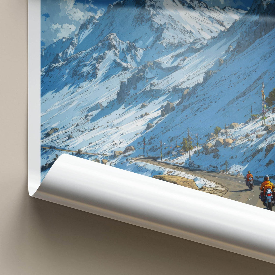 Rohtang Pass Poster - India Wall Art - Himachal Pradesh Snowy Peak Ride Gift