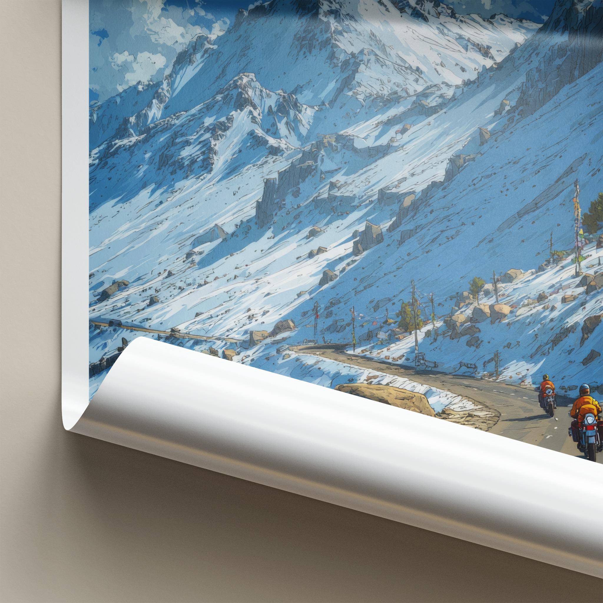 Rohtang Pass Poster - India Wall Art - Himachal Pradesh Snowy Peak Ride Gift