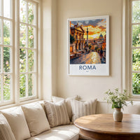 Roma Poster - Italy Travel Print - Warm Sunset Europe Home Decor