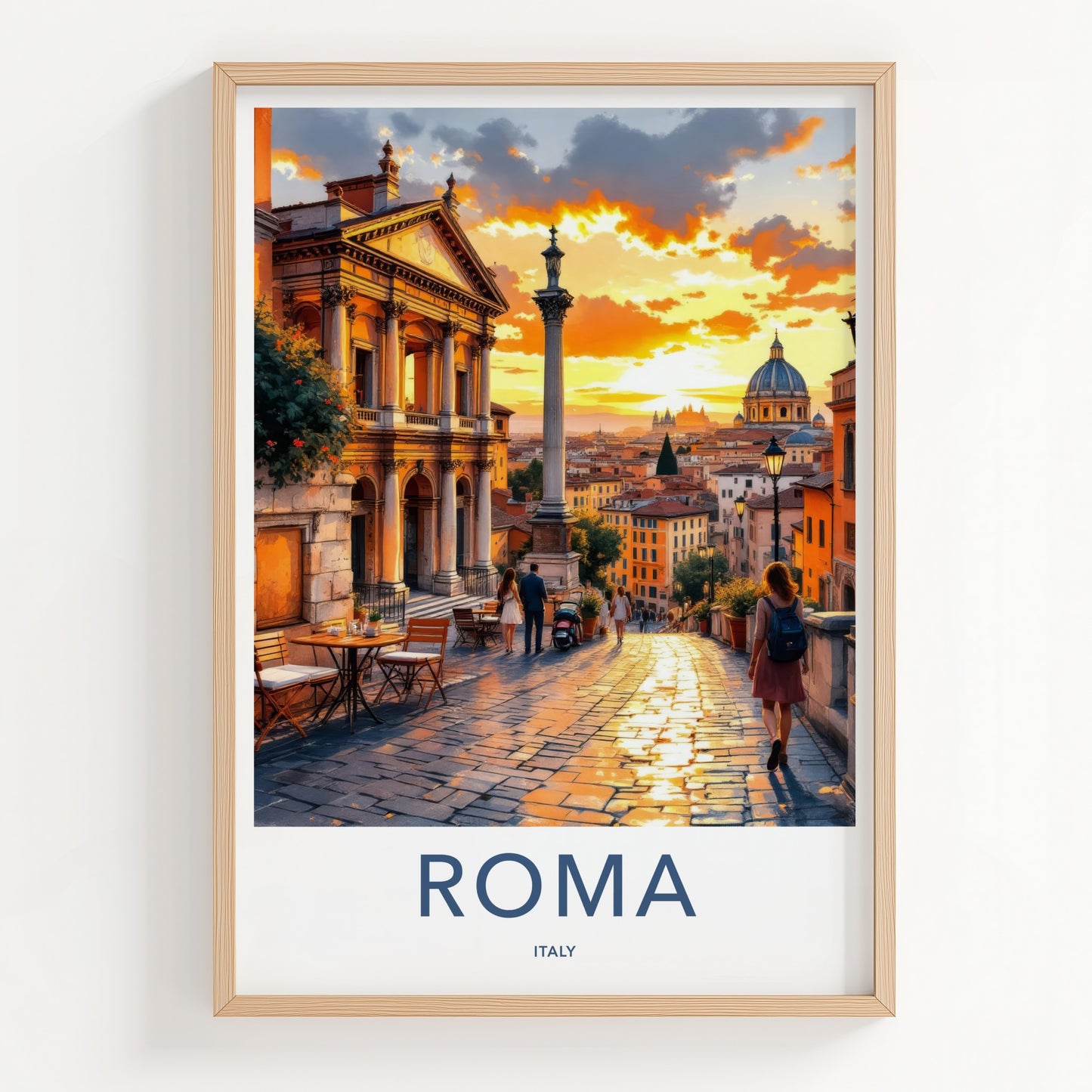 Roma Poster - Italy Travel Print - Warm Sunset Europe Home Decor