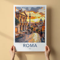 Roma Poster - Italy Travel Print - Warm Sunset Europe Home Decor