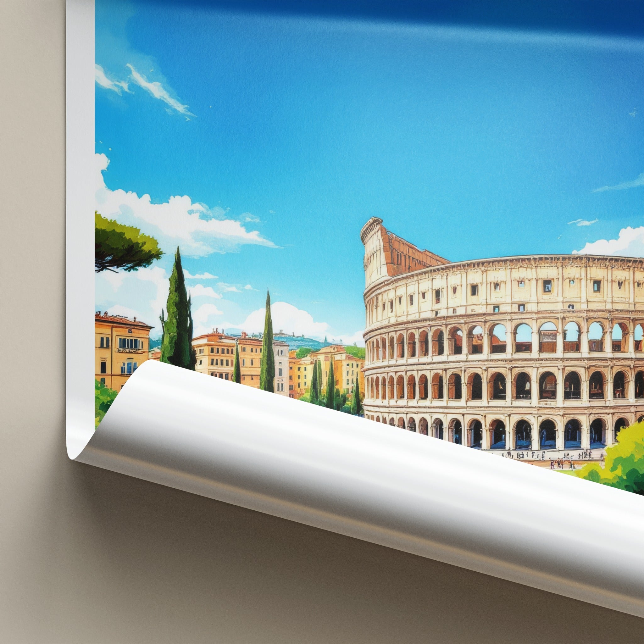 Rome Poster - Italy Travel Art - Ancient Roman Colosseum Home Decor