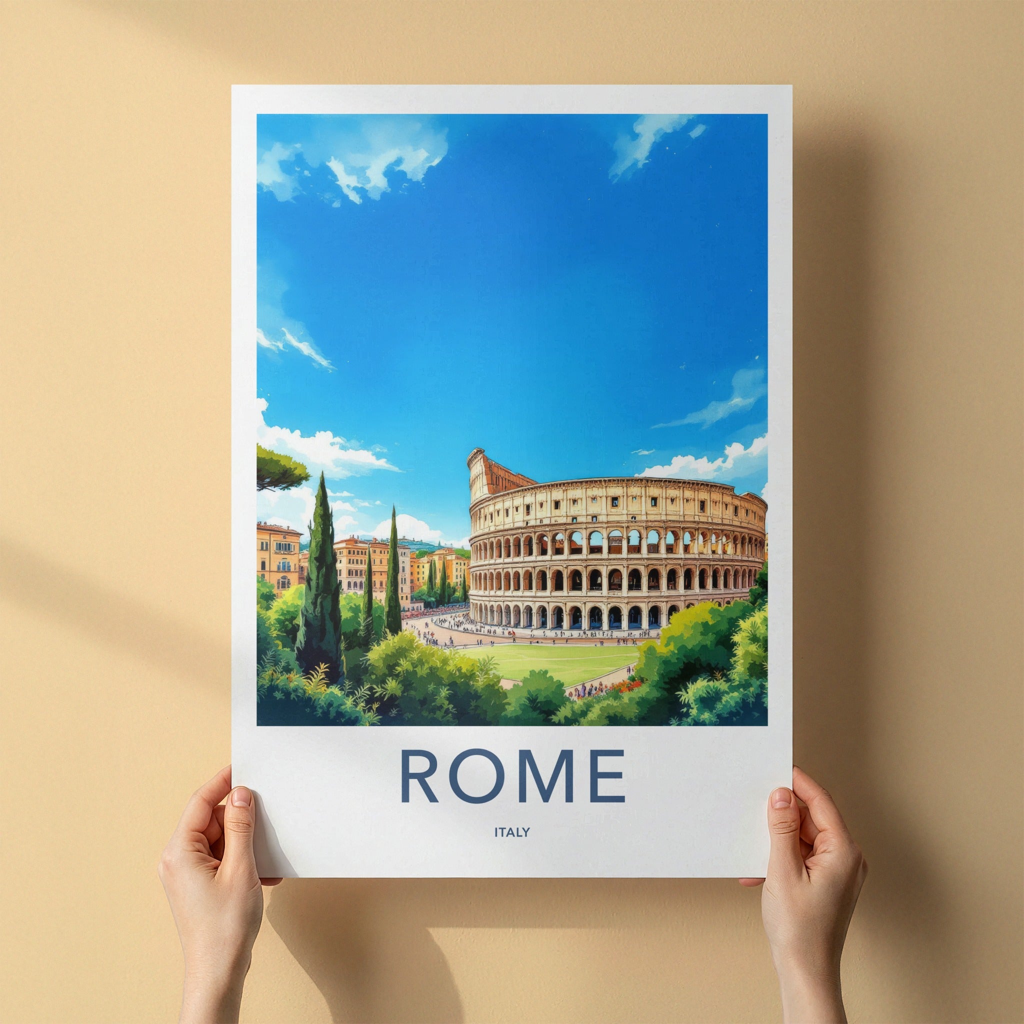 Rome Poster - Italy Travel Art - Ancient Roman Colosseum Home Decor