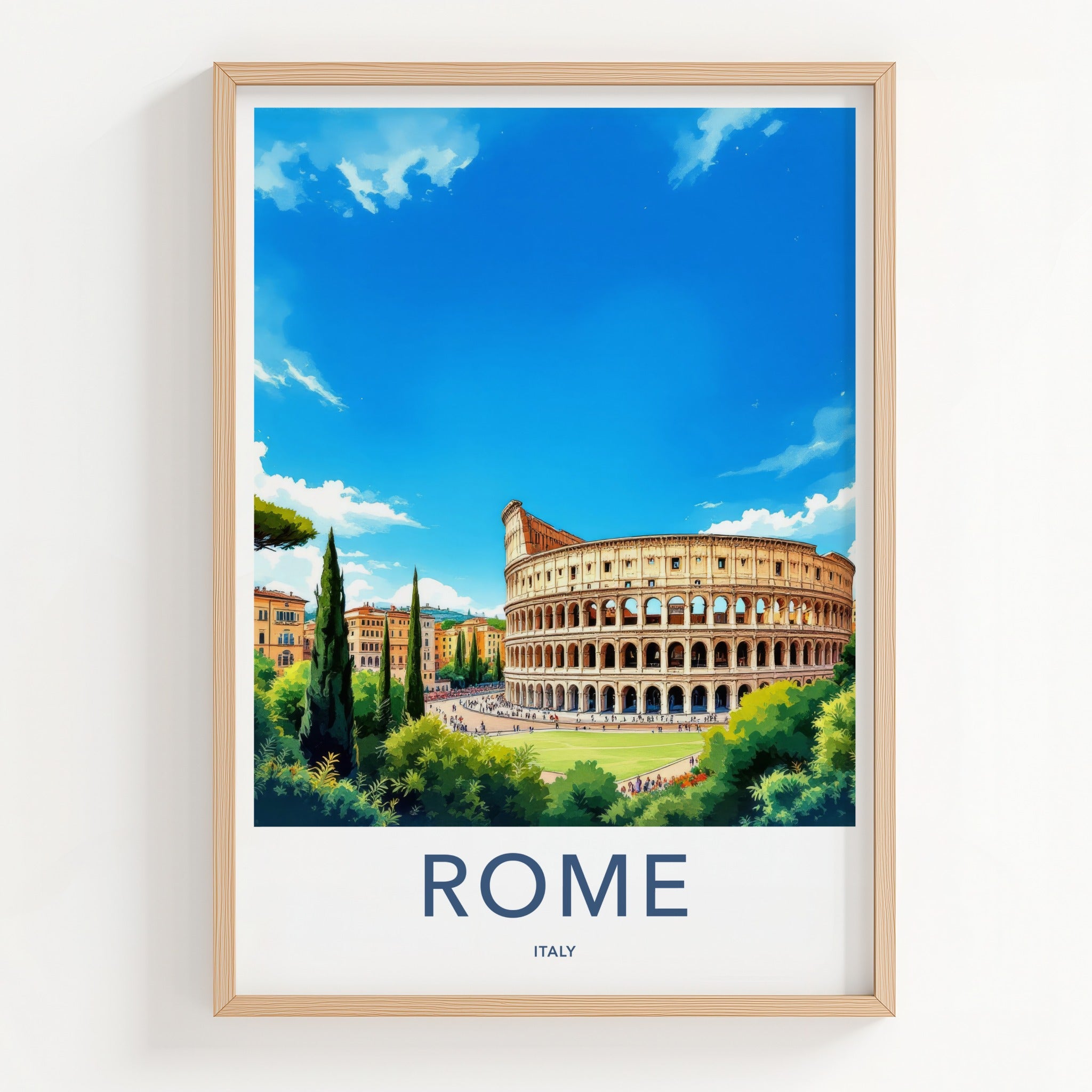 Rome Poster - Italy Travel Art - Ancient Roman Colosseum Home Decor
