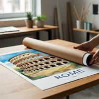 Rome Poster - Italy Travel Art - Colosseum Ancient Structure Home Decor