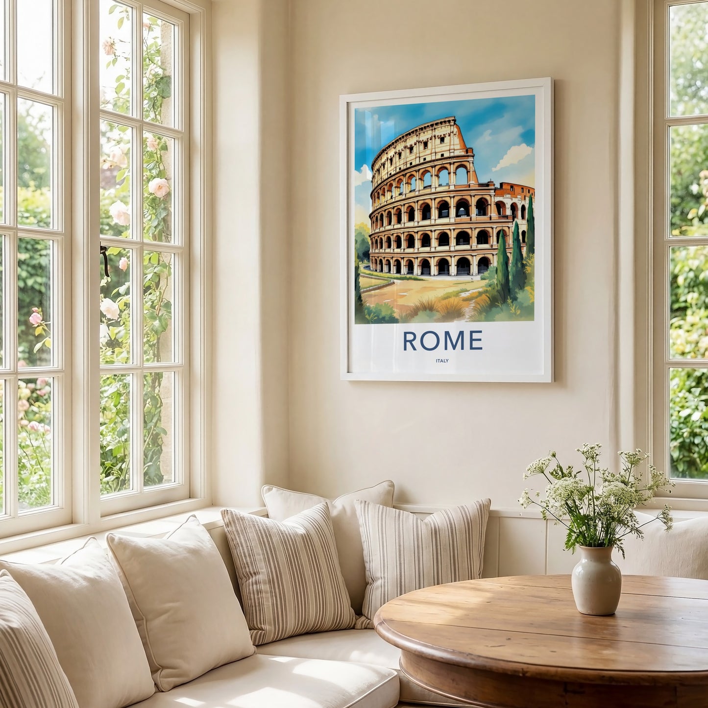 Rome Poster - Italy Travel Art - Colosseum Ancient Structure Home Decor