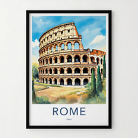 Rome Poster - Italy Travel Art - Colosseum Ancient Structure Home Decor