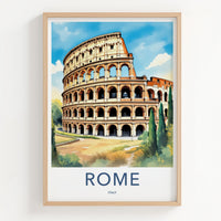 Rome Poster - Italy Travel Art - Colosseum Ancient Structure Home Decor