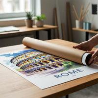Rome Poster - Italy Travel Art - Colosseum Watercolor View Home Decor