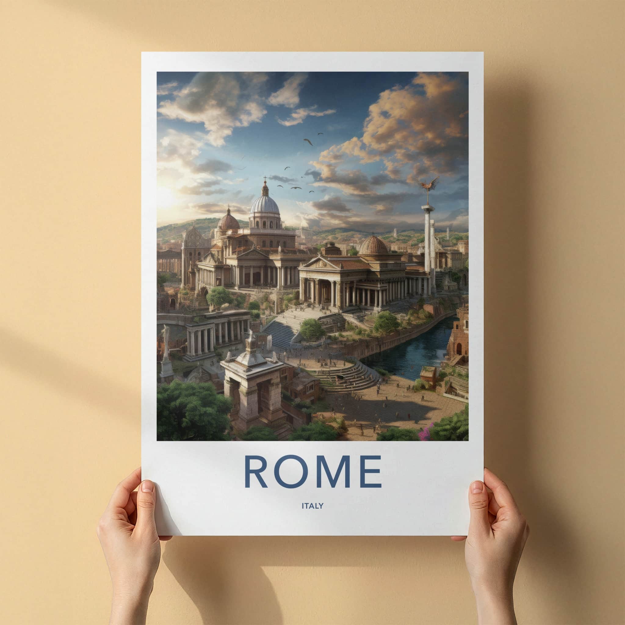 Rome Poster - Italy Travel Art - Grand Roman Architecture Wall Decor