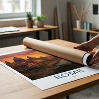 ROME Poster - Italy Travel Art - Sunset Cityscape River Home Decor