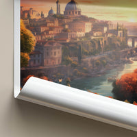 ROME Poster - Italy Travel Print - Cityscape River Sunset Lounge Decor