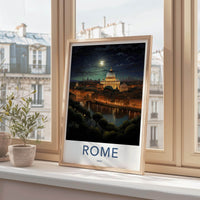 Rome Poster - Italy Wall Art Featuring St. Peter's Basilica Night