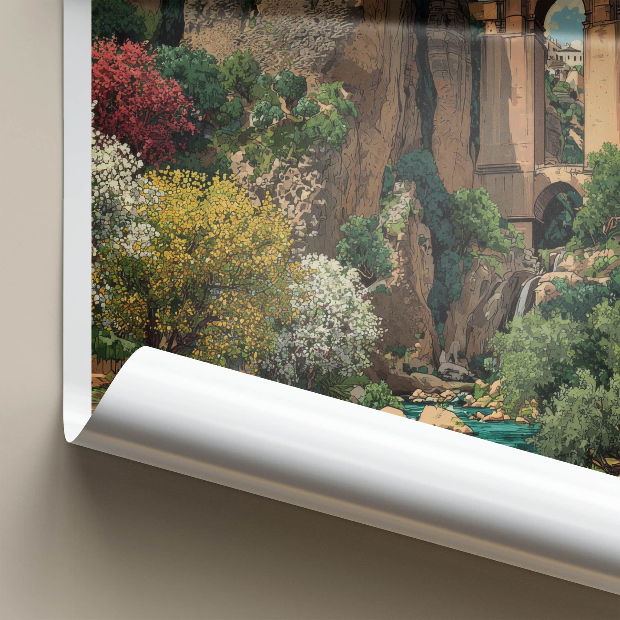 Ronda Poster - Spain Travel Art - Arches Bridge Houses Home Decor