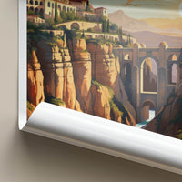 Ronda Poster - Spain Travel Art - Cliffside Bridge Sunset Home Decor