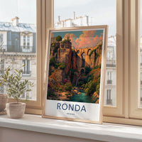 Ronda Poster - Spain Travel Art - Deep Gorge Bridge Wall Decor