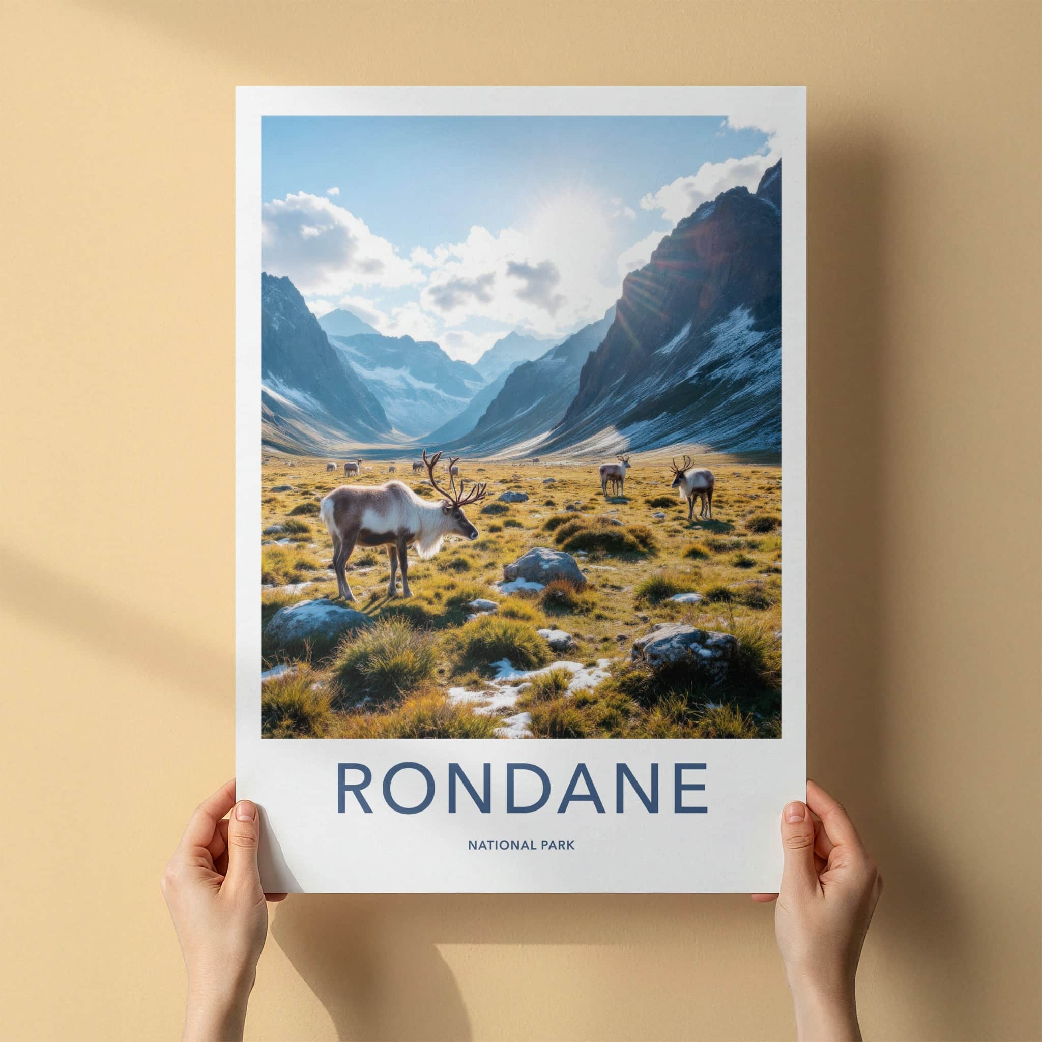 Rondane National Park Poster - Norway Travel Art - Reindeer Mountain Valley Home Decor