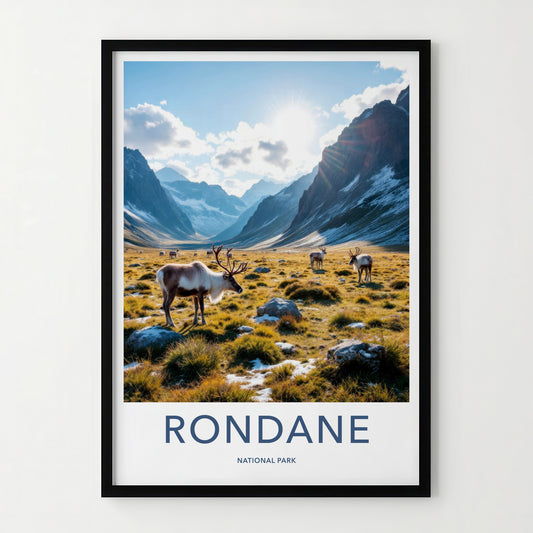 Rondane National Park Poster - Norway Travel Art - Reindeer Mountain Valley Home Decor