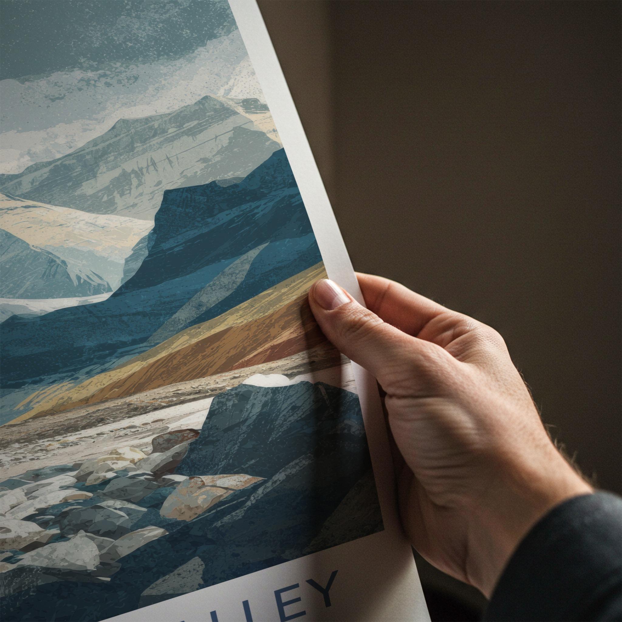 Rongbuk Valley Poster - Tibet Travel Art - Mountain Valley Rocks Home Decor