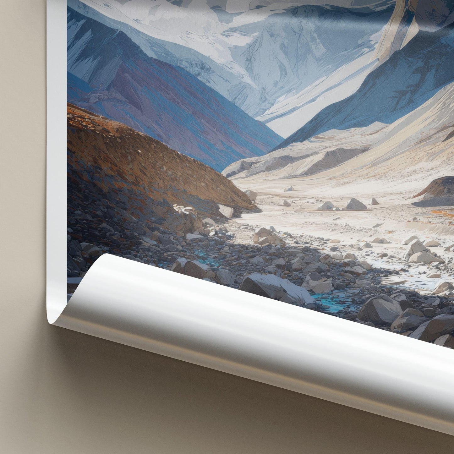 Rongbuk Valley Poster - Tibet Travel Art - Rocky Mountain Stream Wall Decor