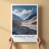 Rongbuk Valley Poster - Tibet Travel Art - Rocky Mountain Stream Wall Decor