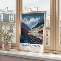 Rongbuk Valley Poster - Tibet Travel Art - Rocky Mountain Stream Wall Decor