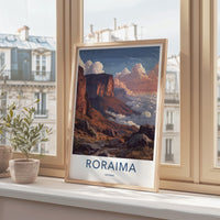Roraima Poster - Guyana Travel Art - Golden Cliffs Mist Home Decor