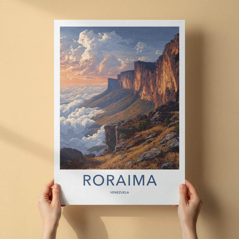 Roraima Poster - Venezuela Travel Art - Dramatic Cloudscape Cliffs Wall Decor
