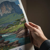Roraima Poster - Venezuela Travel Art - Dramatic Mountain Waterfalls Home Decor