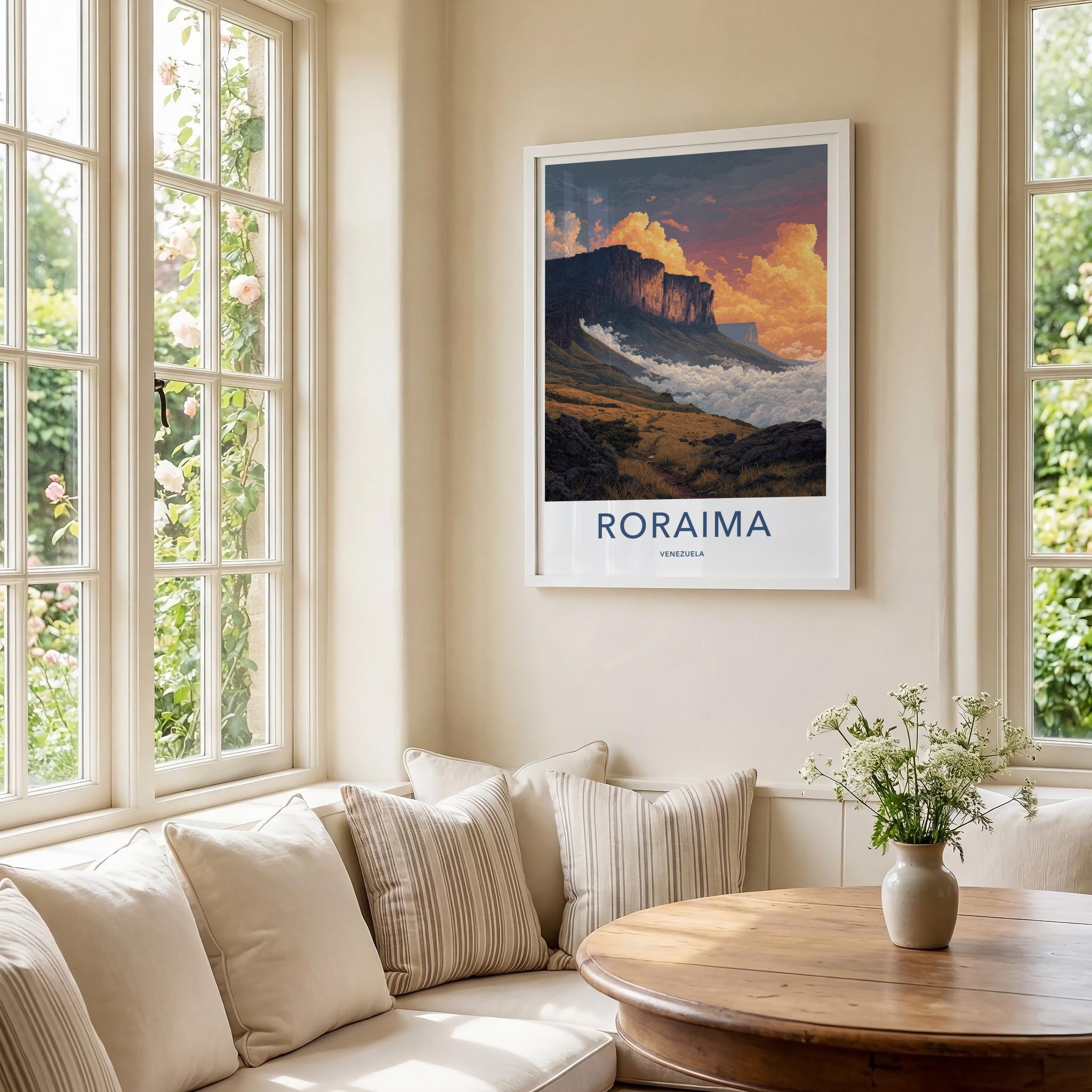 Roraima Poster - Venezuela Travel Art - Mountain Cloud Inversion Home Decor