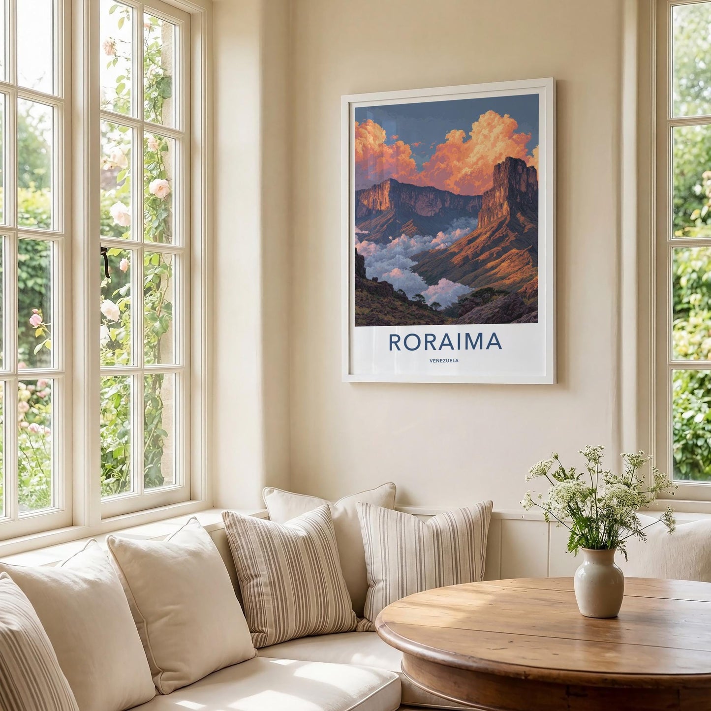 Roraima Poster - Venezuela Travel Art - Sunrise Mountain Clouds Home Decor