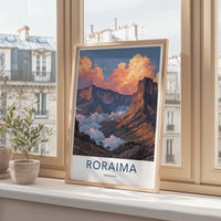 Roraima Poster - Venezuela Travel Art - Sunrise Mountain Clouds Home Decor