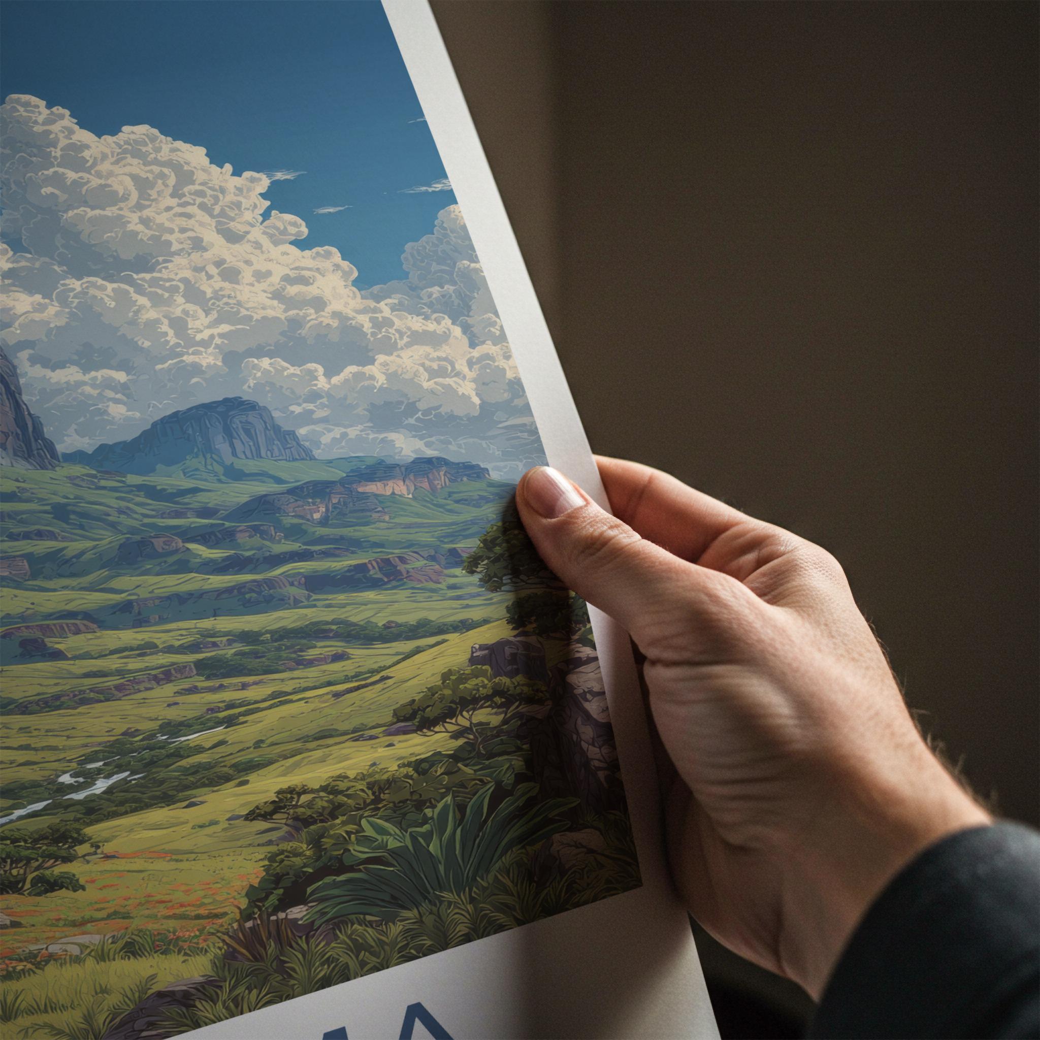 Roraima Poster - Venezuela Travel Art - Towering Mountain Valley Wall Decor