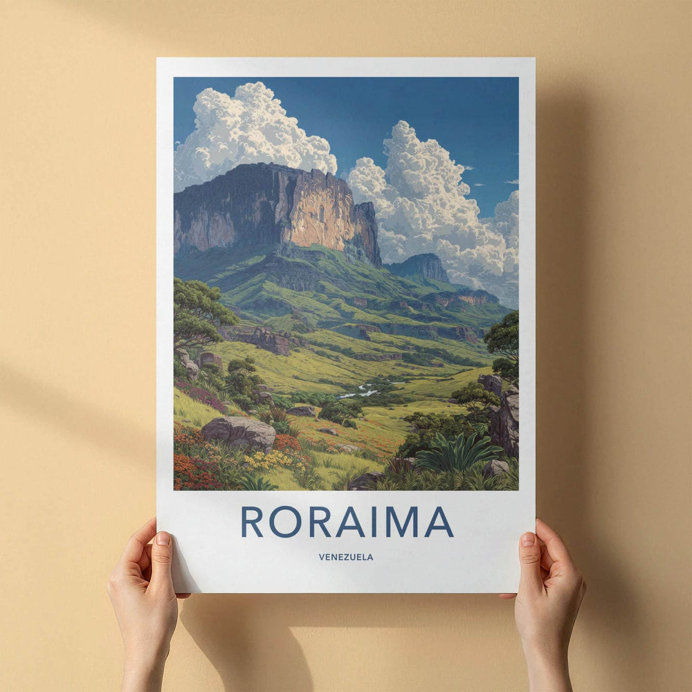 Roraima Poster - Venezuela Travel Art - Towering Mountain Valley Wall Decor