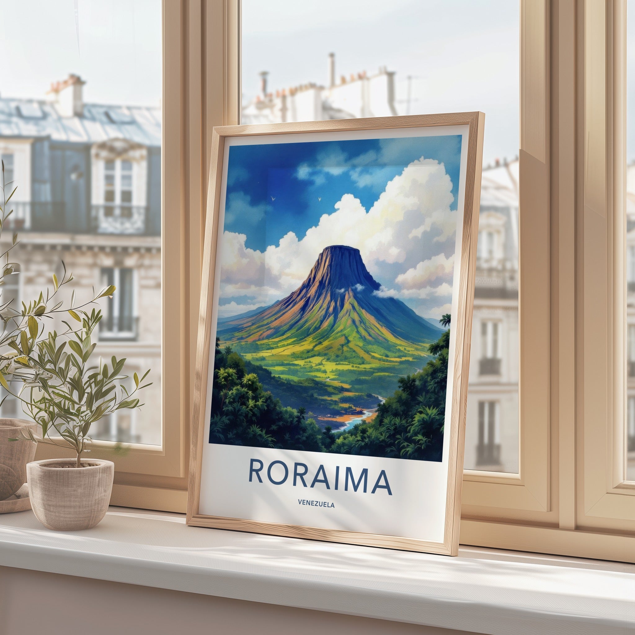 Roraima Poster - Venezuela Travel Art - Towering Plateau River Home Decor