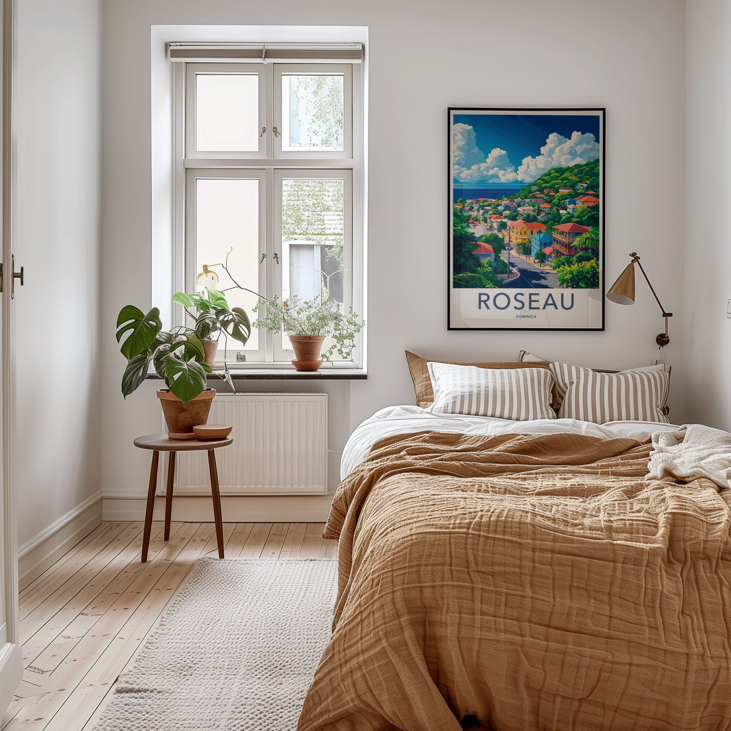 Roseau Poster - Dominica Travel Art - Colorful Town Hillside Home Decor