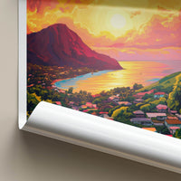 ROSEAU Poster - Dominica Travel Art - Island bay sunset Home Decor