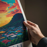 Roseau Poster - Dominica Travel Art - Vibrant Town Sunset Wall Decor