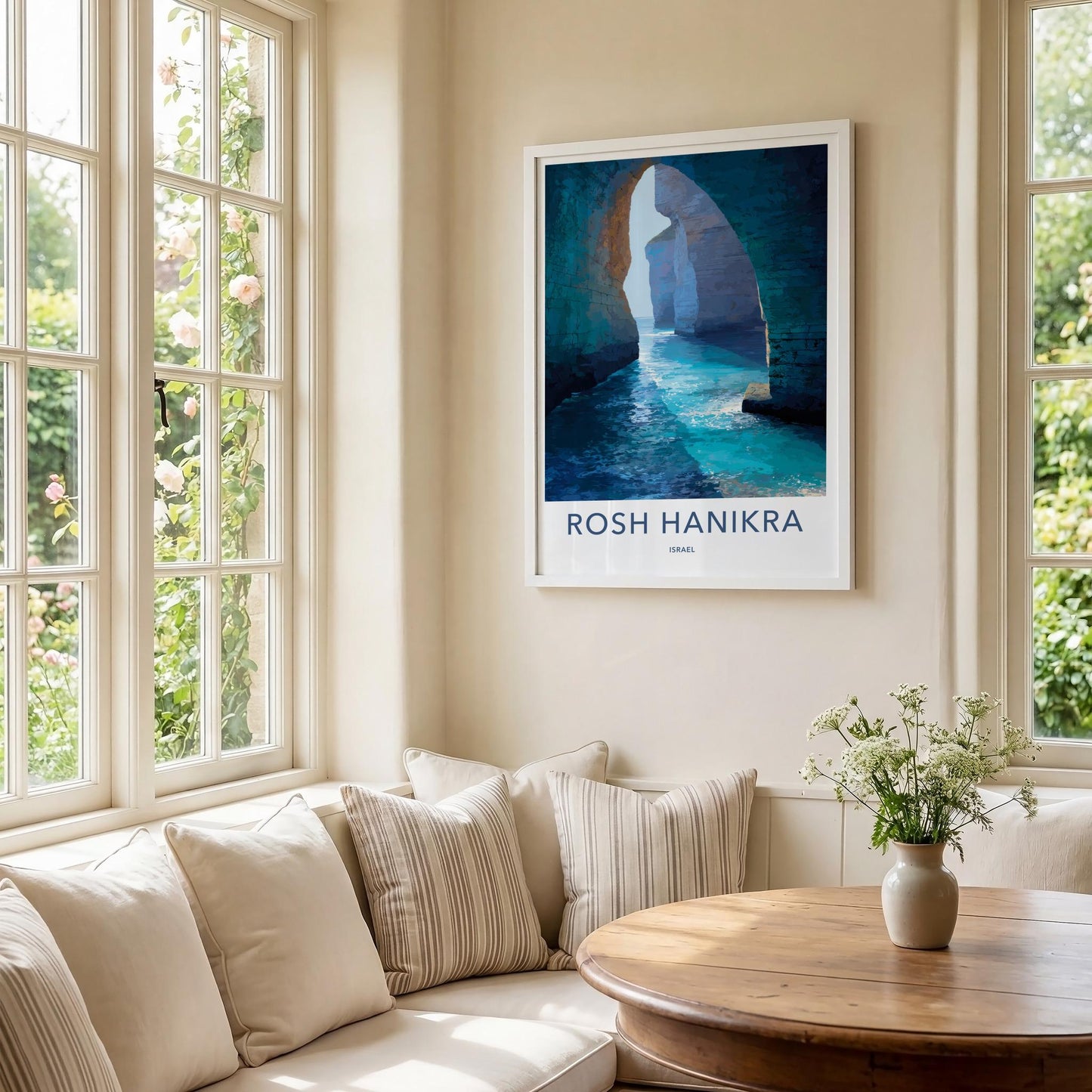 Rosh Hanikra Poster - Israel Travel Art - Azure Grotto Water Home Decor