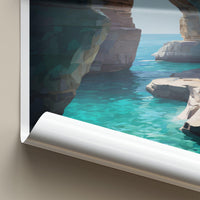 Rosh Hanikra Poster - Israel Travel Art - Sea Caves Turquoise Home Decor