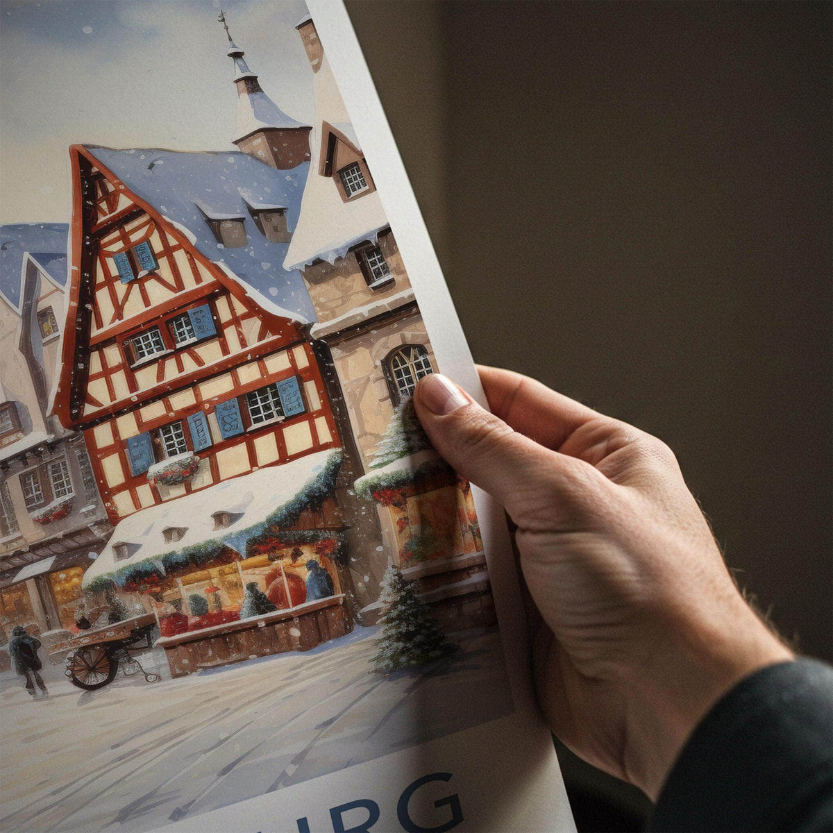 Rothenburg Poster - Medieval Town Print With Cobblestone Street Art