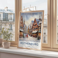 Rothenburg Poster - Medieval Town Print With Cobblestone Street Art